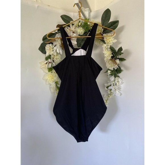 Vintage Swim Suit Womens One Piece Black Bathing Suit Tag says XL Fits L‎ Modest - Picture 9 of 12